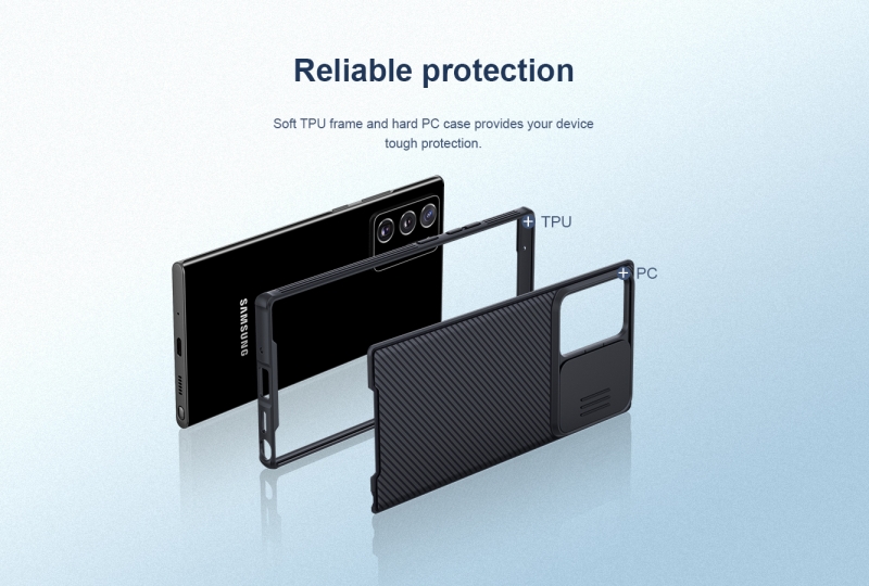 Ốp Lưng Samsung Galaxy Note 20 Ultra Chính Hãng Nillkin CamShield thiết kế dạng camera đóng mở giúp bảo vệ an toàn cho camera của máy, màu sắc đen huyền bí sang trọng rất hợp với phái mạnh.